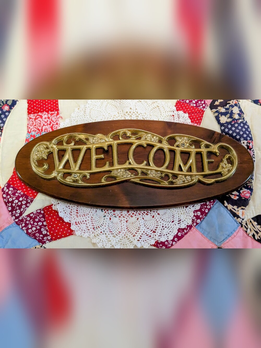 Welcome Oval Wood & Metal Plaque by Home Interiors & Gifts